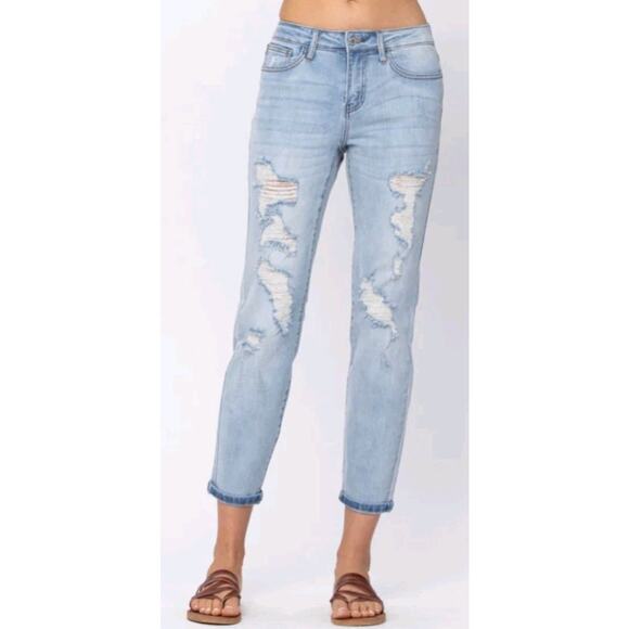 Judy Blue Women’s Boyfriend Jeans – Size 9/29 – High Rise – Distressed – EUC - Picture 1 of 9